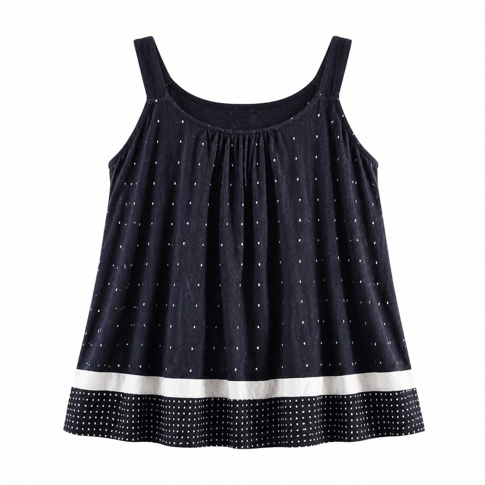 Simply Vera Wang Dotted Sleeveless Scoop Neck Flowy Tank Top Mixed Print Size XL